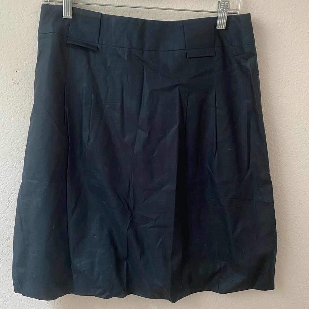 Akris Punto designer skirt lined black teal color size 8 cotton w viscose lining